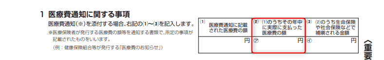 医療費控除の明細書